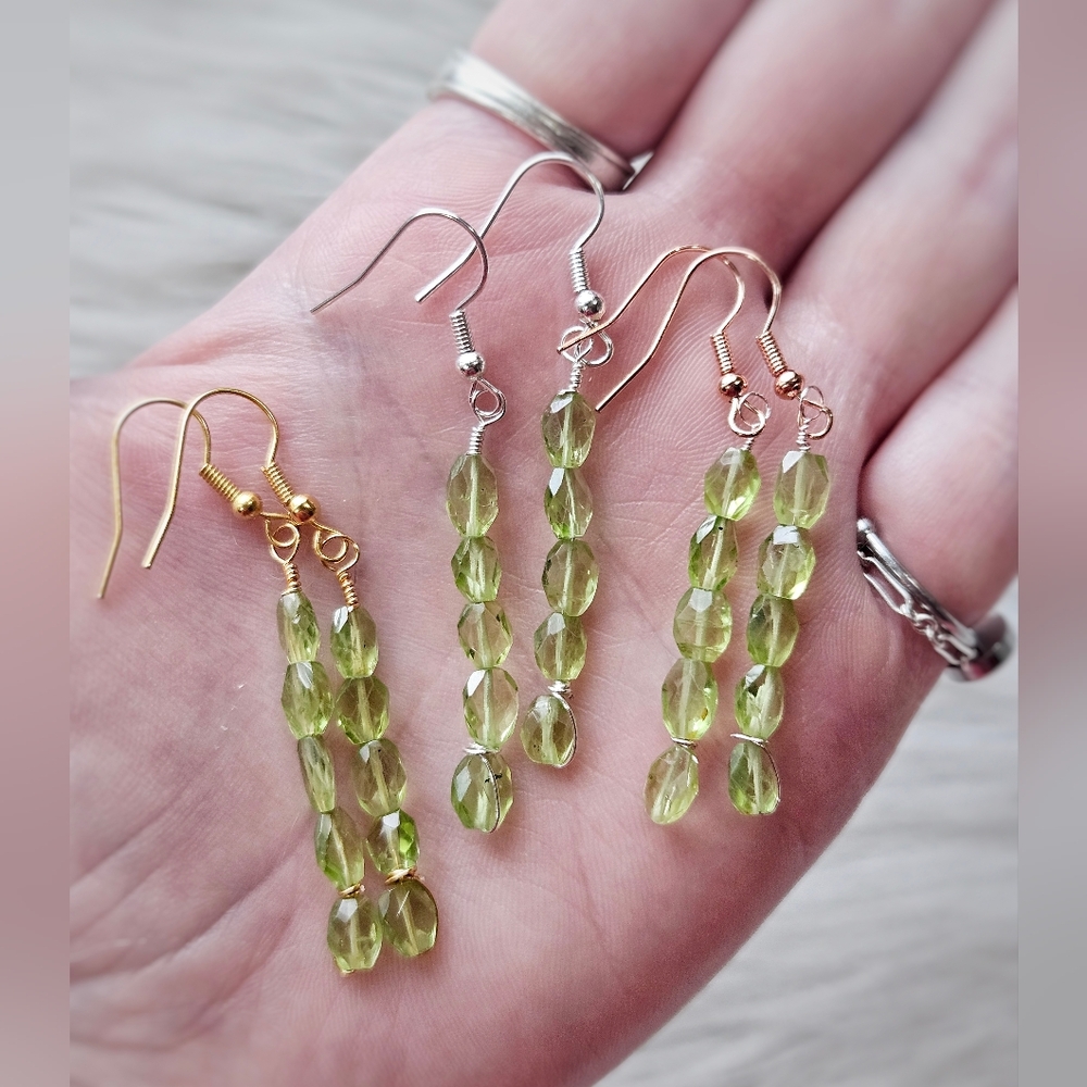 Grade AAA Faceted Peridot Earrings - Picture 5 of 6